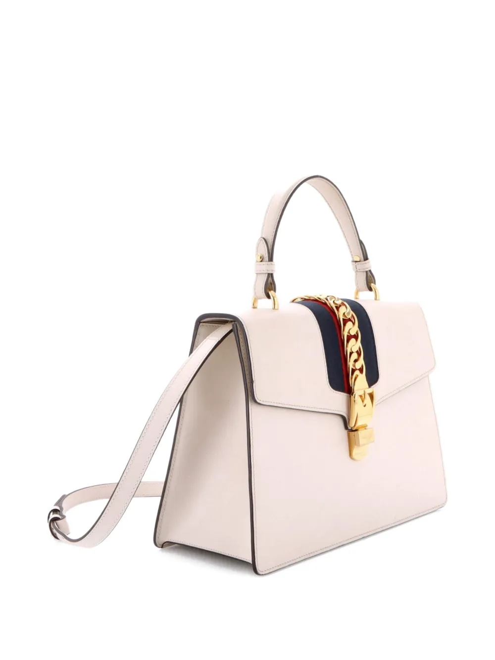 Pre-owned Gucci Sylvie Top Handle Bag Leather Medium Satchel In White
