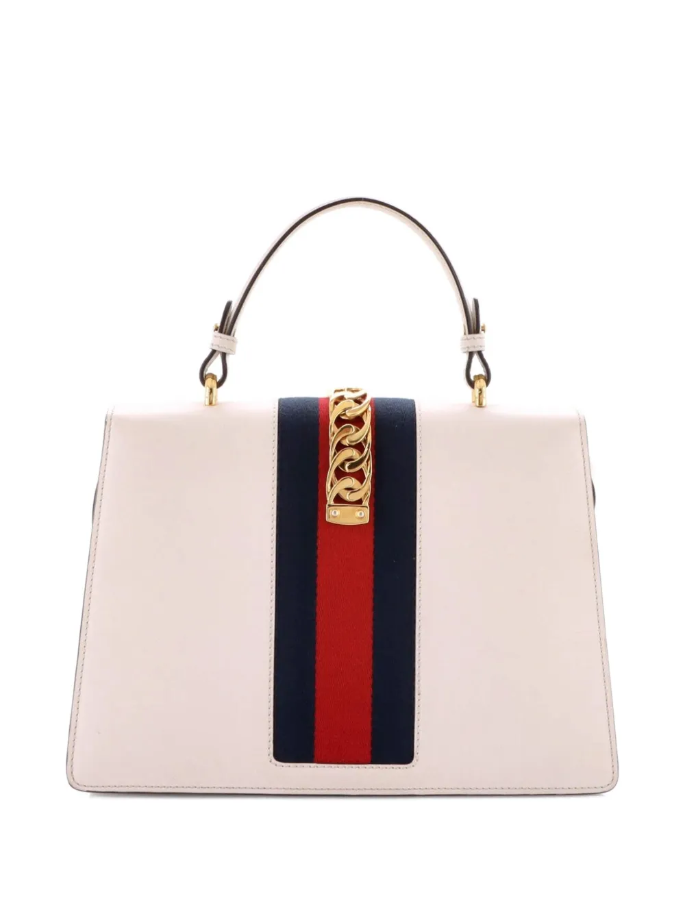 Pre-owned Gucci Sylvie Top Handle Bag Leather Medium Satchel In White