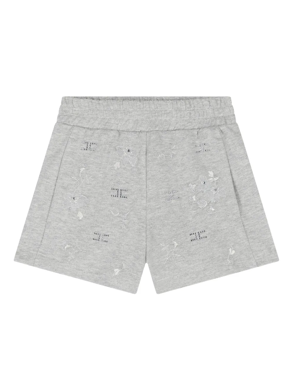 Elisabetta Franchi Kids floral-embroidery casual shorts - Grigio
