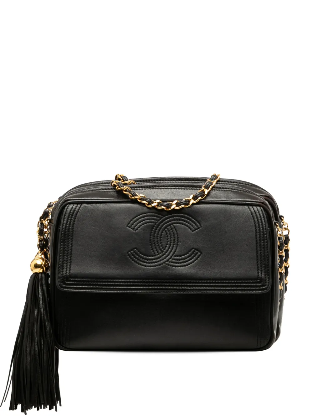 CHANEL Pre-Owned 1994-1996 CC Stitched Lambskin Tassel Flap crossbody bag - Nero