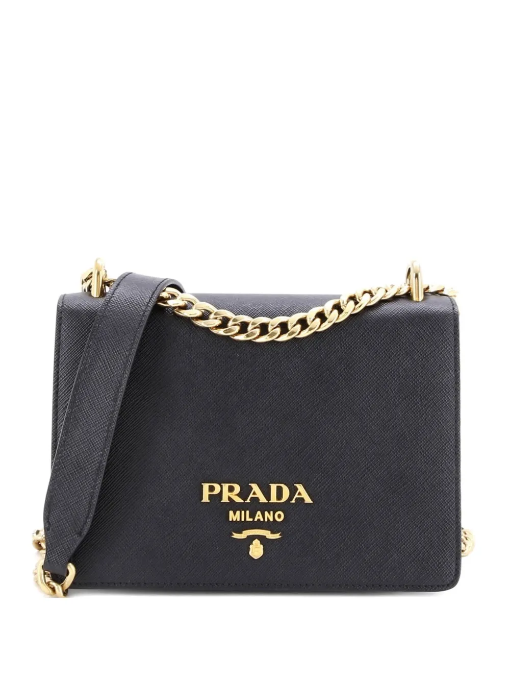 Prada Pre-Owned Chain Flap Bag Saffiano Leather Small crossbody bag - Nero