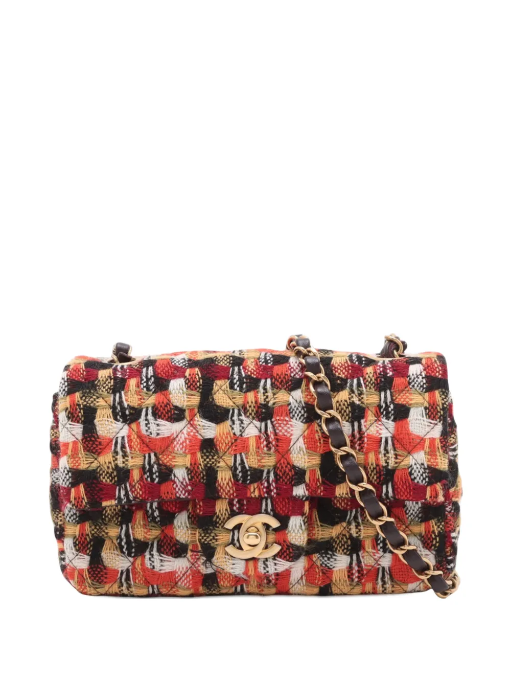 Pre-owned Chanel 2021-2025 Mini Rectangular Classic Tweed Single Flap Crossbody Bag In Multi