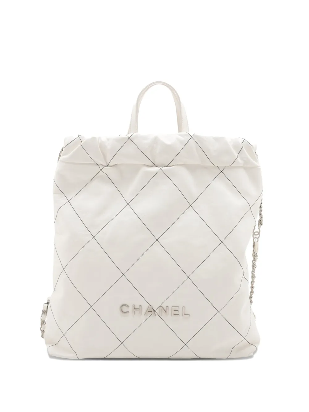 CHANEL Pre-Owned 2021-2025 Large Shiny Quilted Calfskin 22 backpack - Bianco