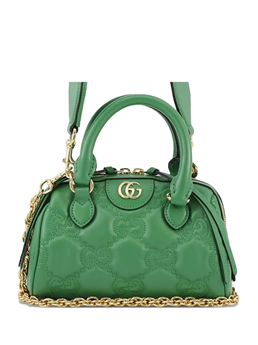 Pre-owned Gucci 2016-2025 Mini Gg Marmont Matelasse Leather Satchel In Green