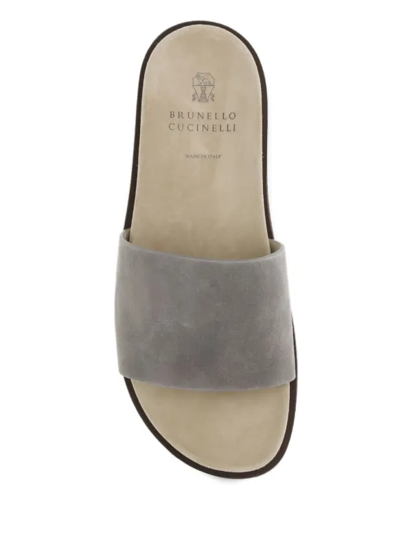 Brunello Cucinelli open-toe Suede Sandals | Grey | FARFETCH
