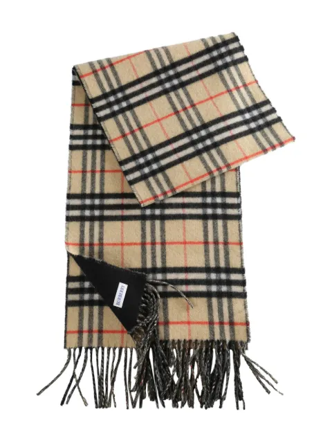 Burberry check-pattern fringed scarf