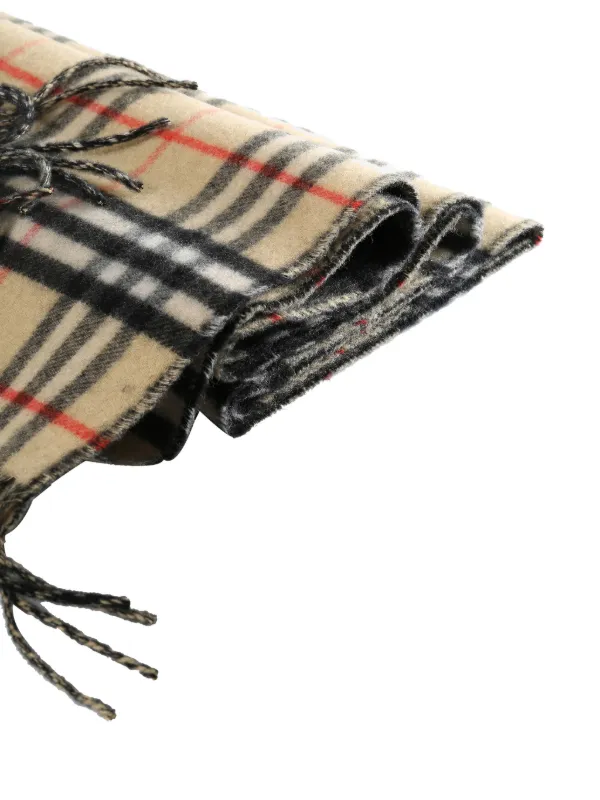 Burberry マフラー チェック柄 フリンジ付き Burberry チェック フリンジ スカーフ | ニュートラル | FARFETCH JP