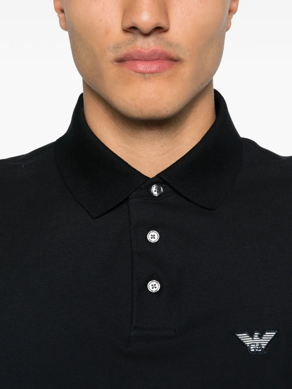 Emporio Armani Poloshirt met geborduurd logo Zwart