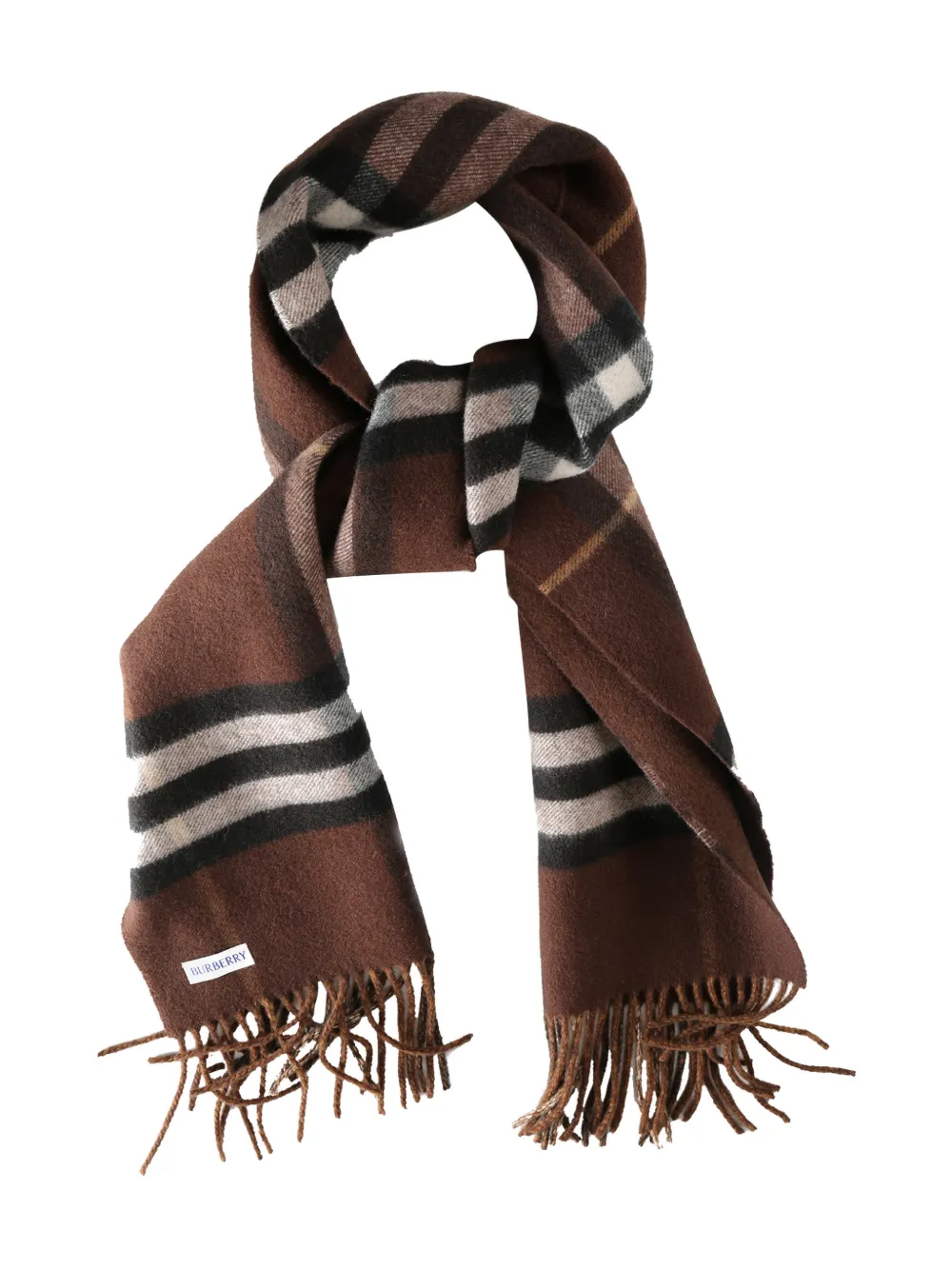 Burberry check-pattern fringed scarf - Marrone