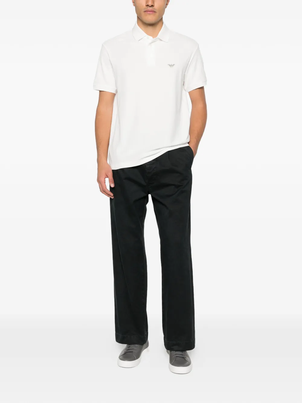 Emporio Armani logo-embroidered polo shirt - Wit