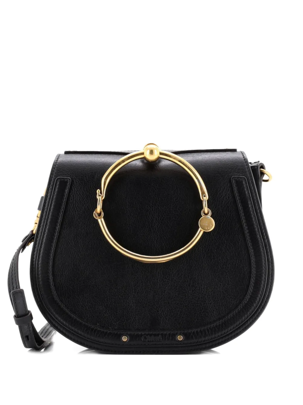 Pre-owned Chloé Nile Leather Medium Crossbody Bag In Black