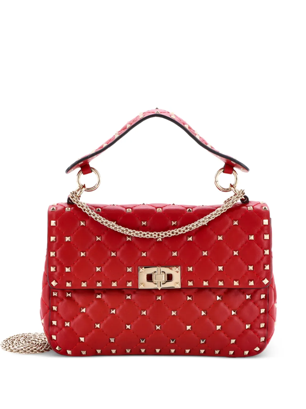 Valentino Garavani Pre-Owned Rockstud Spike Flap Bag Quilted Leather Medium crossbody bag - Rosso