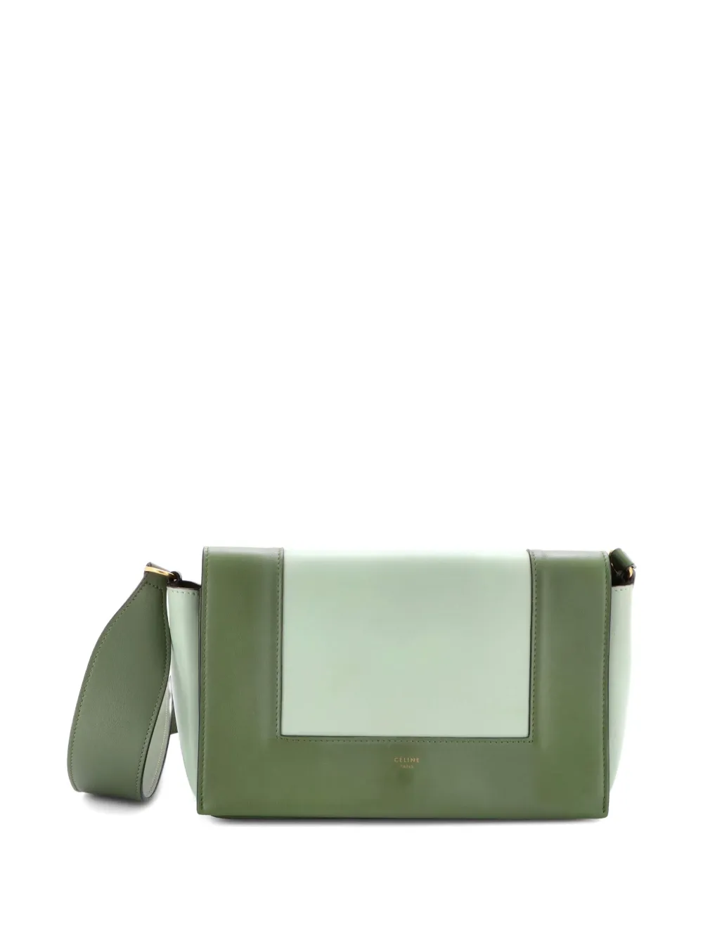 Pre-owned Celine Frame Leather Medium Shoulder Bag In Green