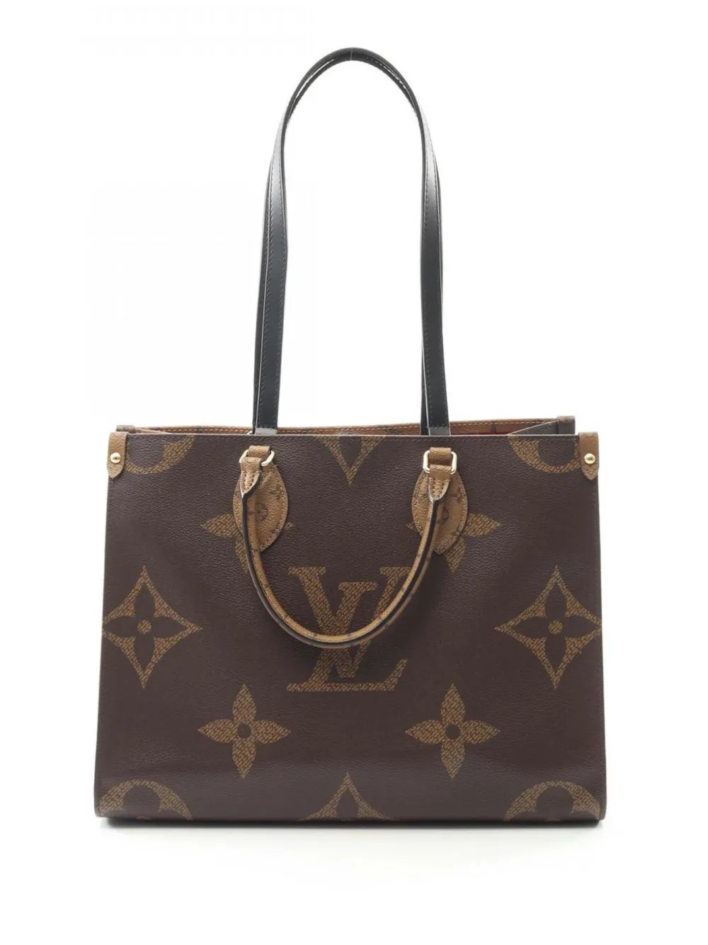 Pre-owned Louis Vuitton 2021-2025 Monogram Giant Onthego Mm Satchel In Brown