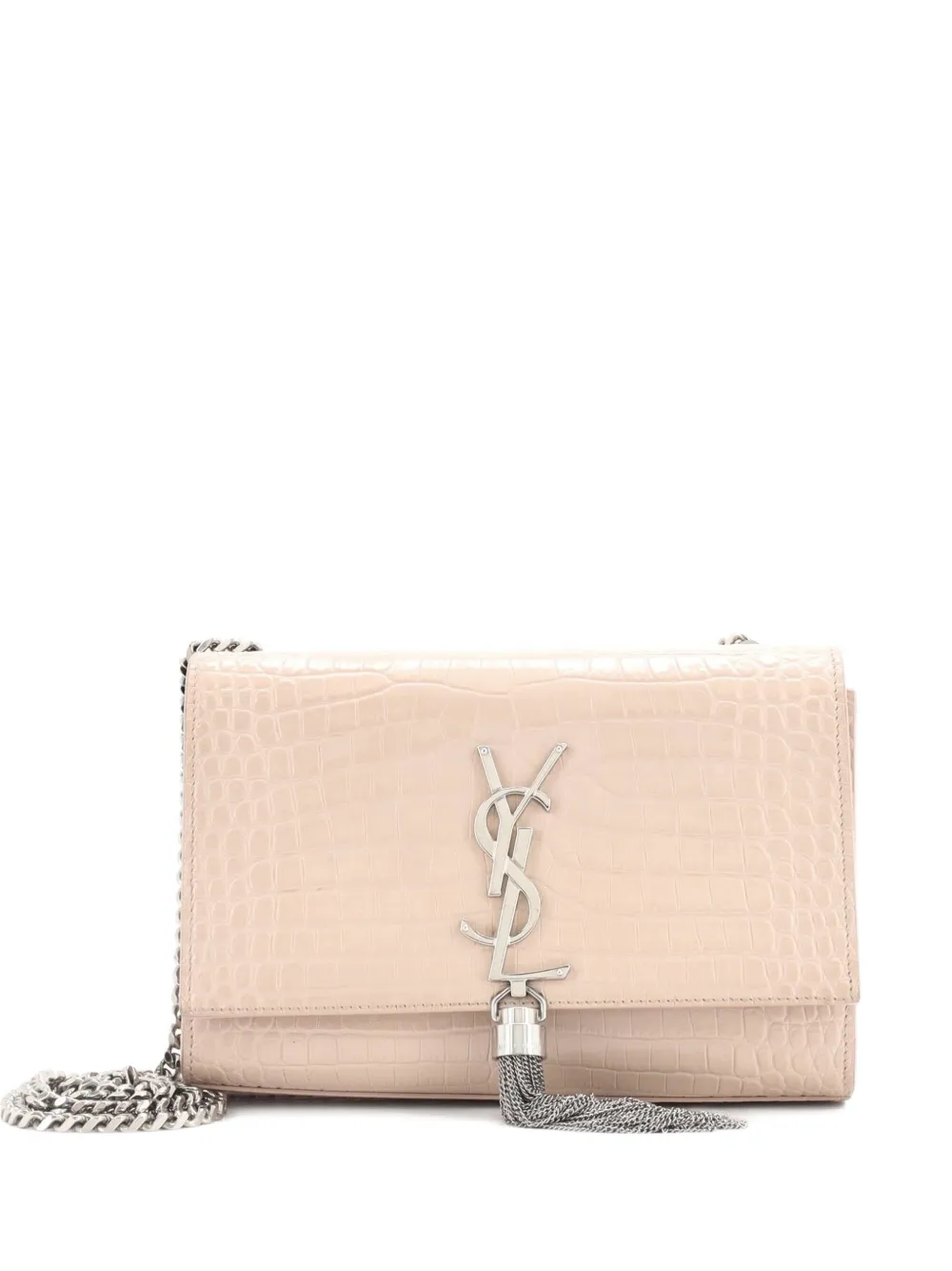 Saint Laurent Pre-Owned Classic Monogram Tassel Crocodile Embossed Leather Small crossbody bag - Rosa