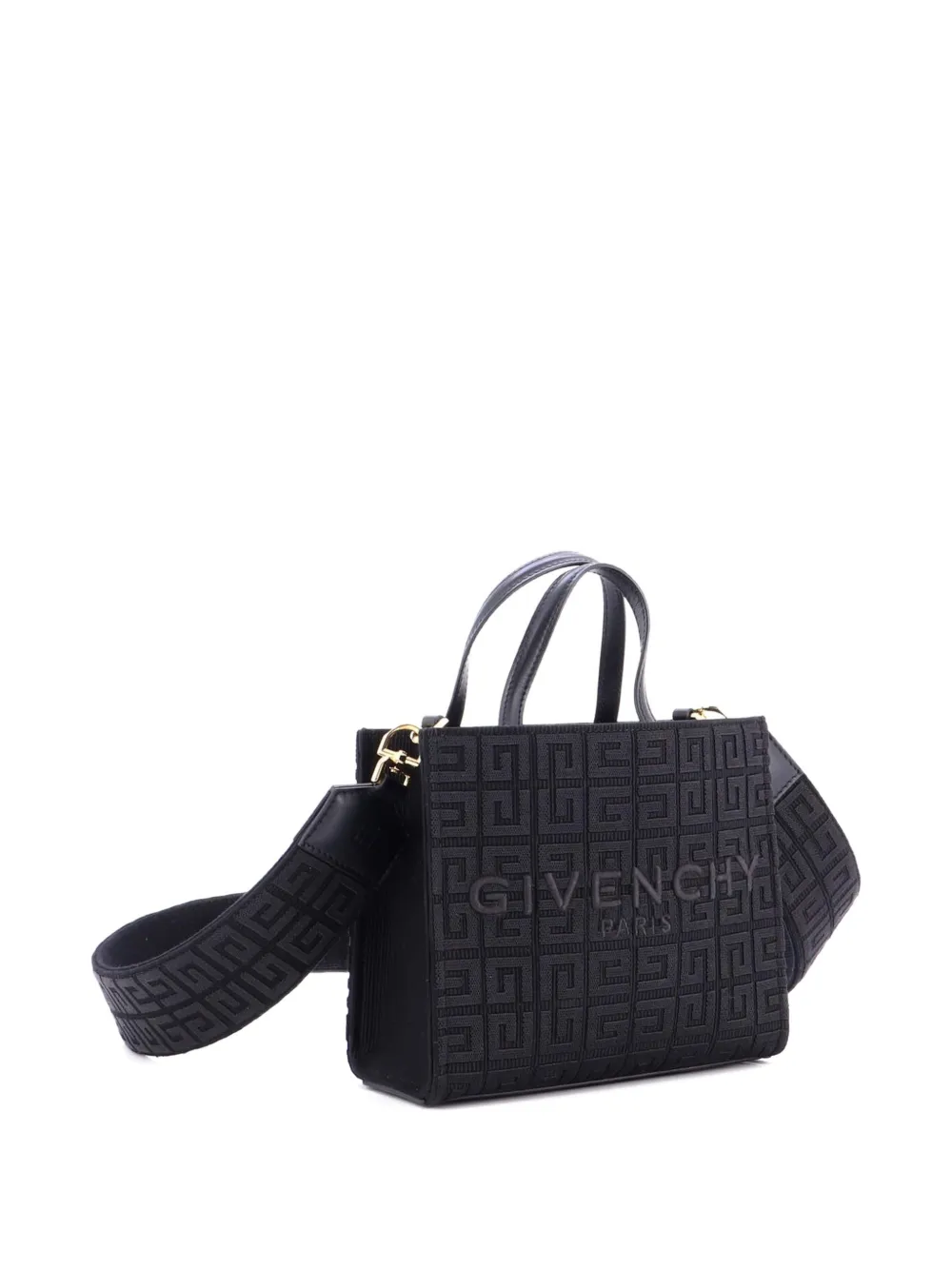 Pre-owned Givenchy G- 4g Jacquard Mini Tote Bag In Black