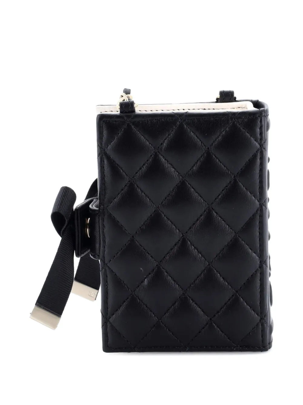Cc Book Card Holder With Chain Quilted Lambskin Crossbody Bag
