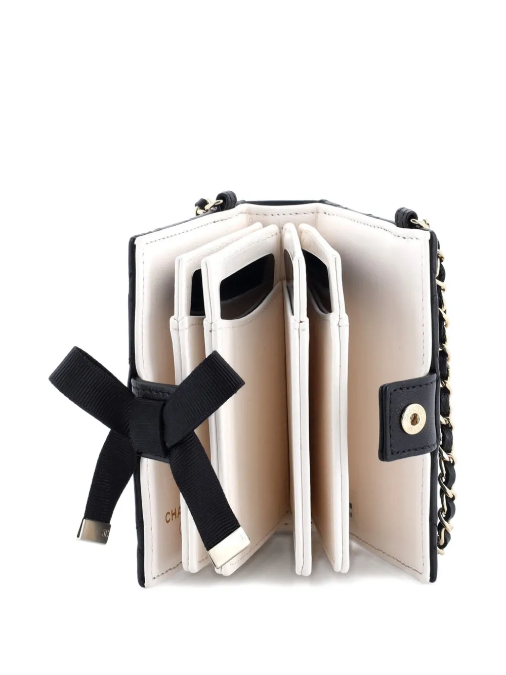 Cc Book Card Holder With Chain Quilted Lambskin Crossbody Bag