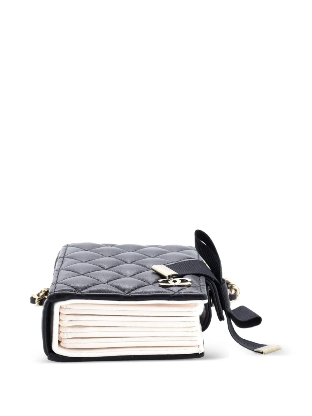 Cc Book Card Holder With Chain Quilted Lambskin Crossbody Bag