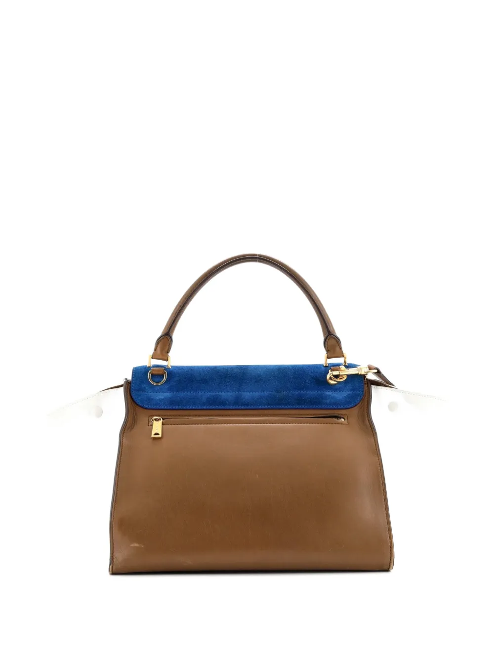 Pre-owned Celine Tricolor Trapeze Bag Suede Medium Satchel In Blue