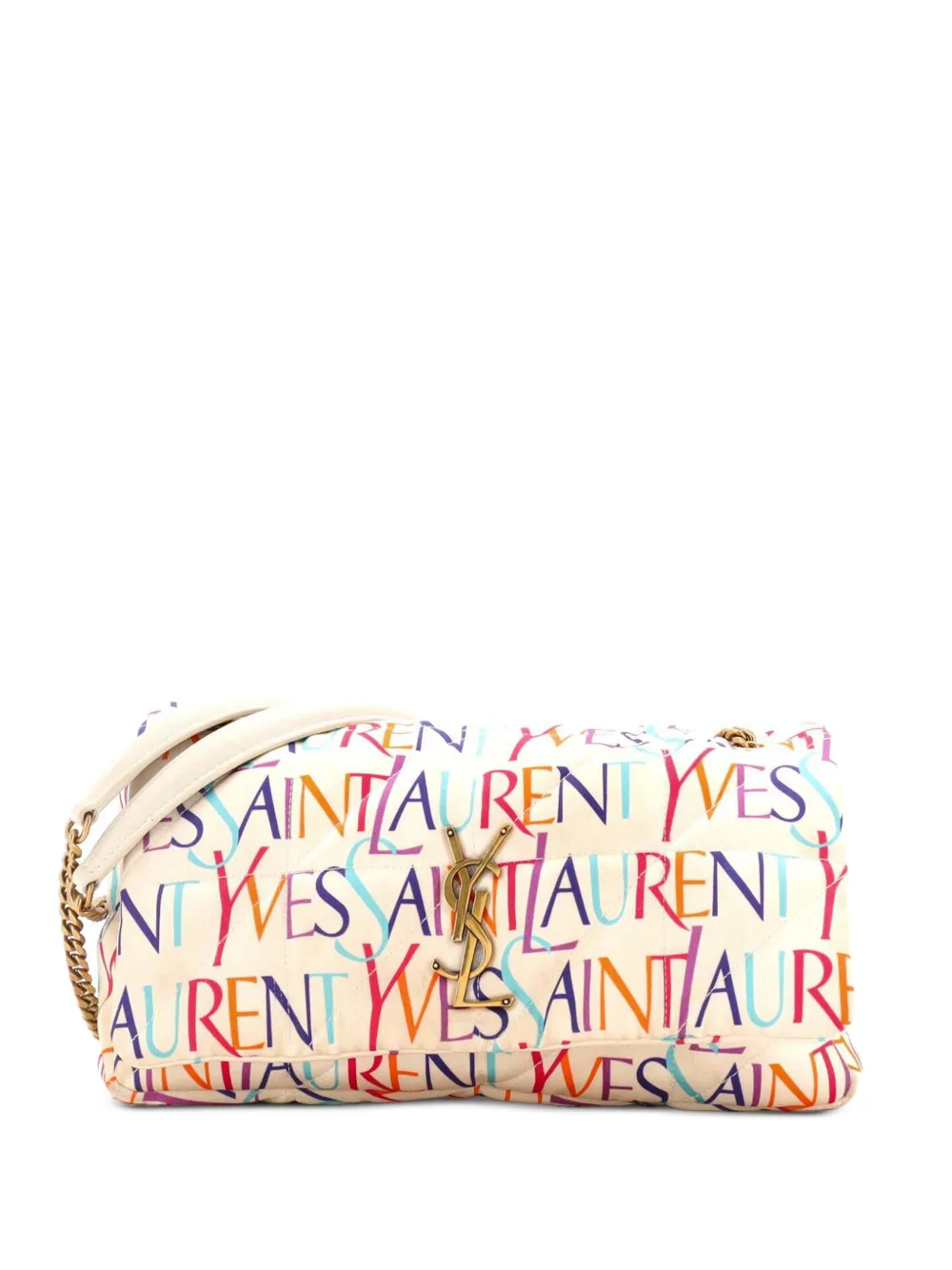 Saint Laurent Pre-Owned Jamie Flap Bag Quilted Printed Silk Medium shoulder bag | neutro | Image 1