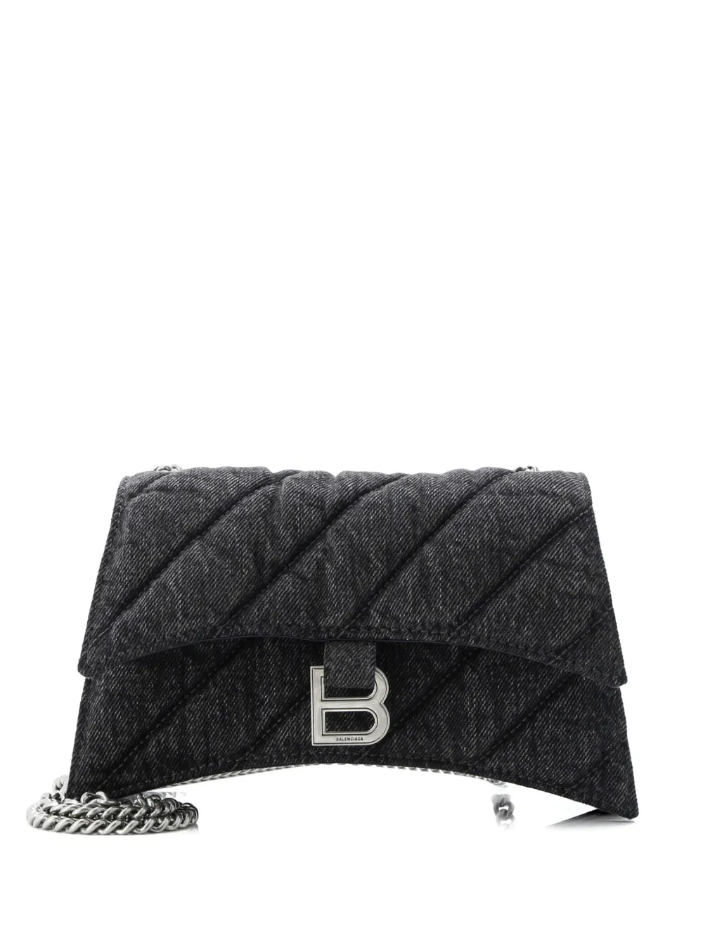 Balenciaga Pre-Owned Crush Chain Flap Bag Quilted Denim Small shoulder bag - Black