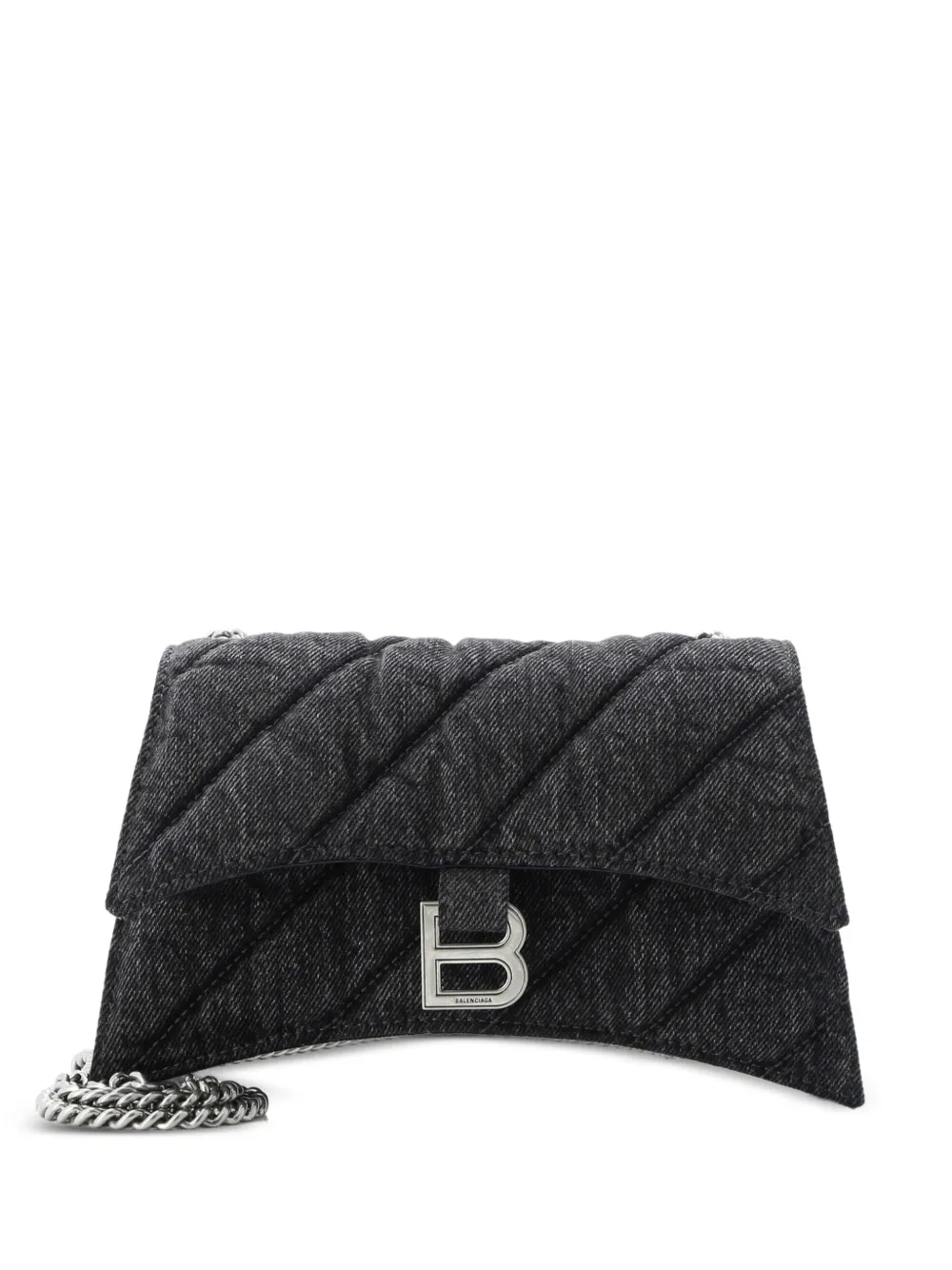 Balenciaga Pre-Owned Crush Chain Flap Bag Quilted Denim Small shoulder bag - Nero