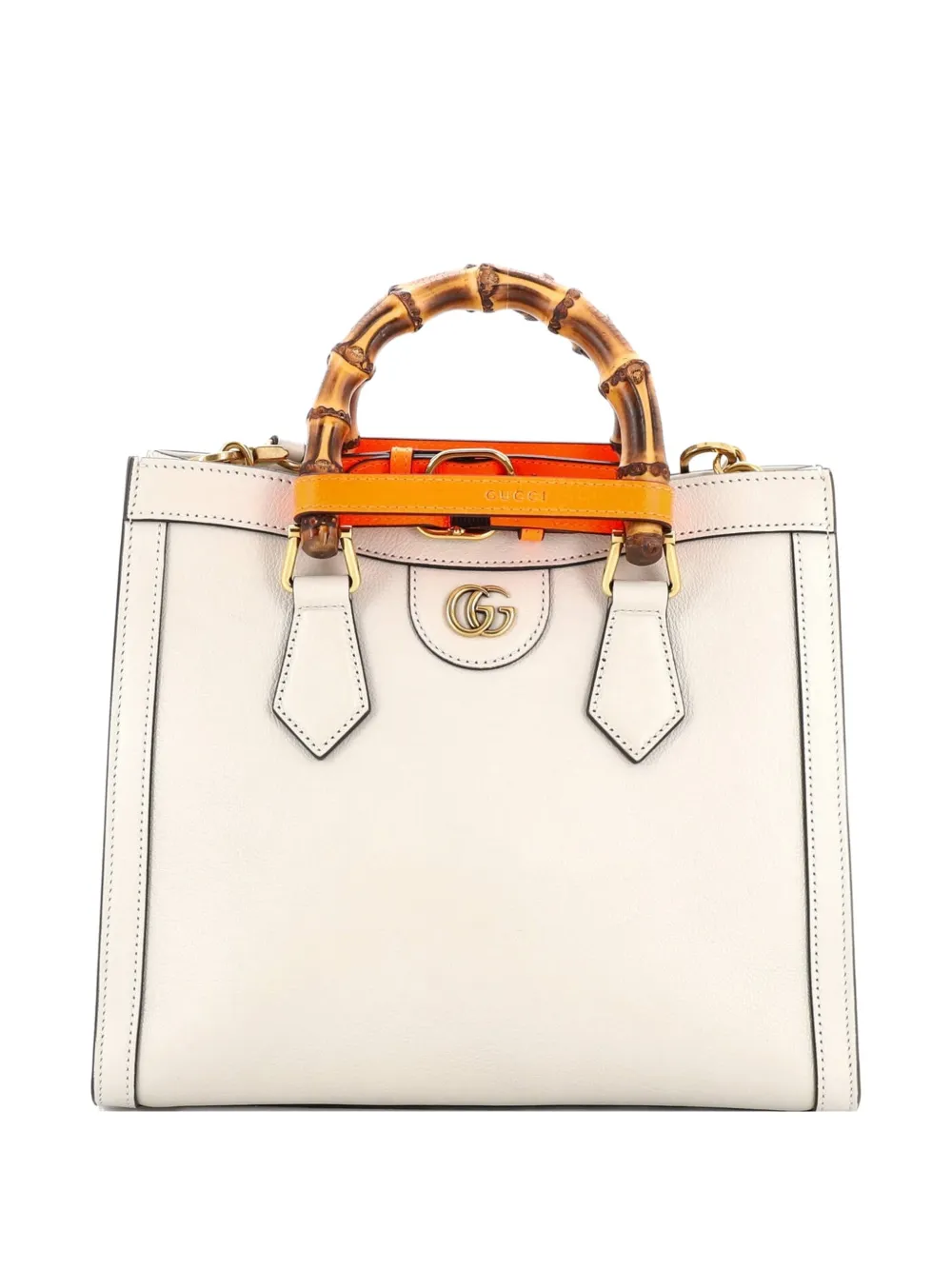 Gucci Pre-Owned Diana NM Bamboo Handle Leather Small tote bag - Bianco