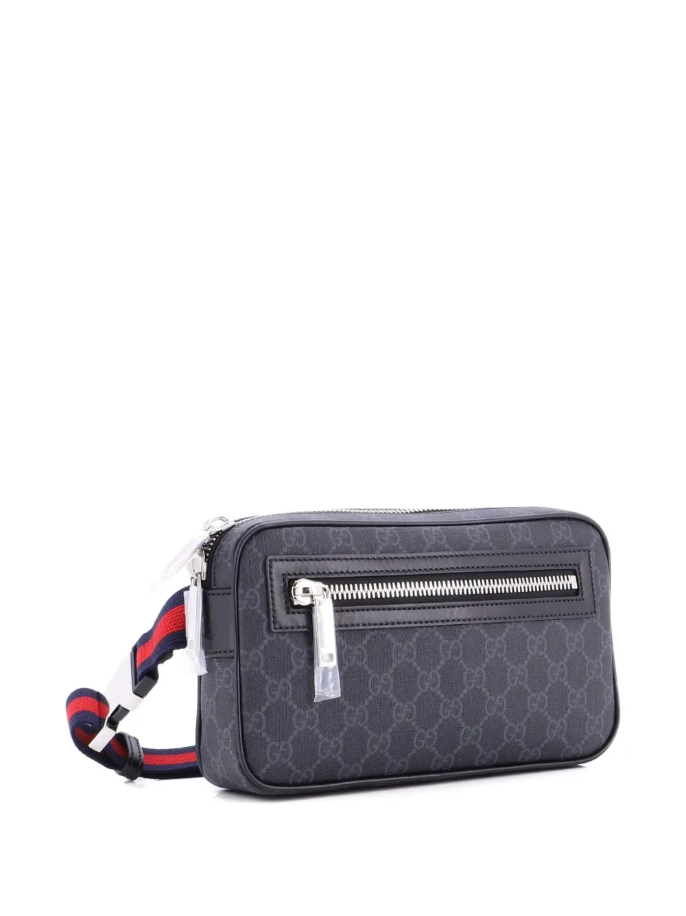 Pre-owned Gucci Soft Zip Gg Coated Canvas Small Belt Bag In Black