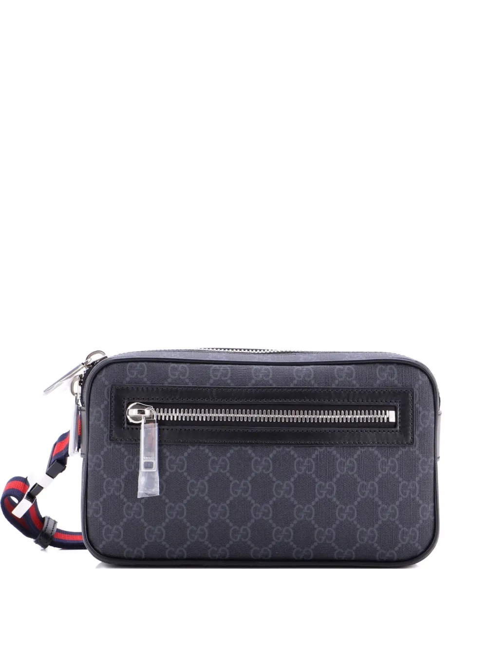 Pre-owned Gucci Soft Zip Gg Coated Canvas Small Belt Bag In Black