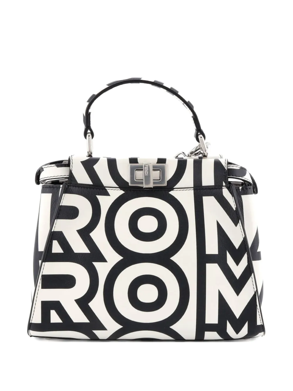 Pre-owned Fendi X Marc Jacobs Peekaboo Bag Printed Leather Mini Satchel In White