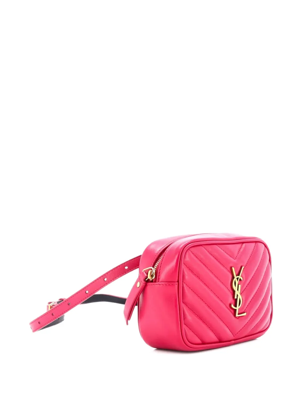 Pre-owned Saint Laurent Lou Matelasse Chevron Leather Belt Bag In Pink