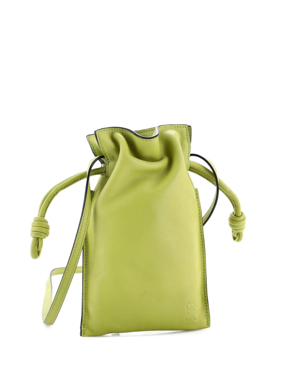 Pre-owned Loewe Flamenco Knot Bag Leather Mini Crossbody Bag In Green