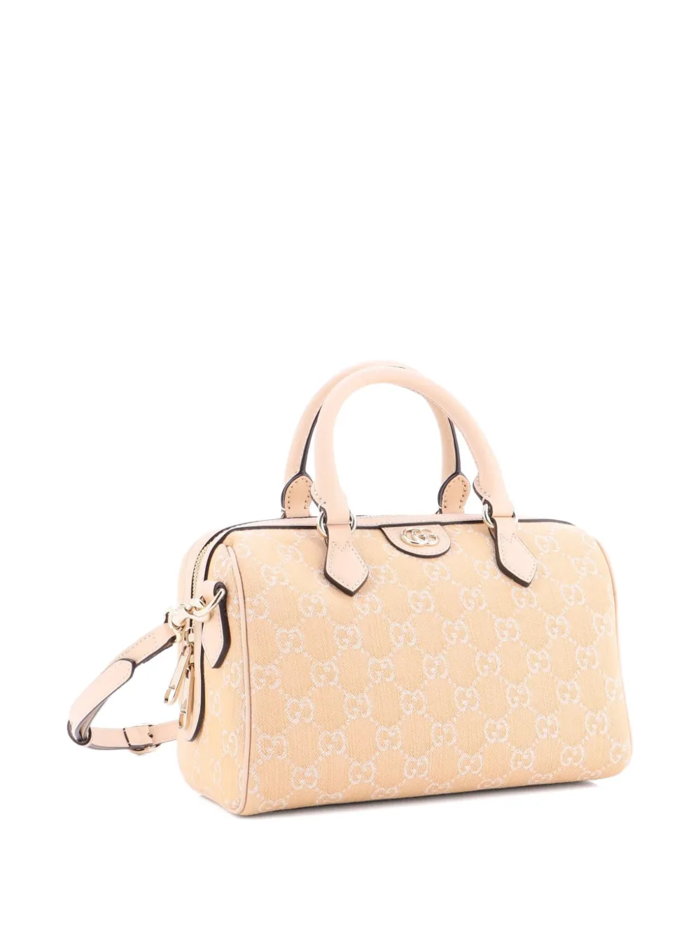 Pre-owned Gucci Ophidia Convertible Boston Bag Gg Denim Small Satchel In Neutral