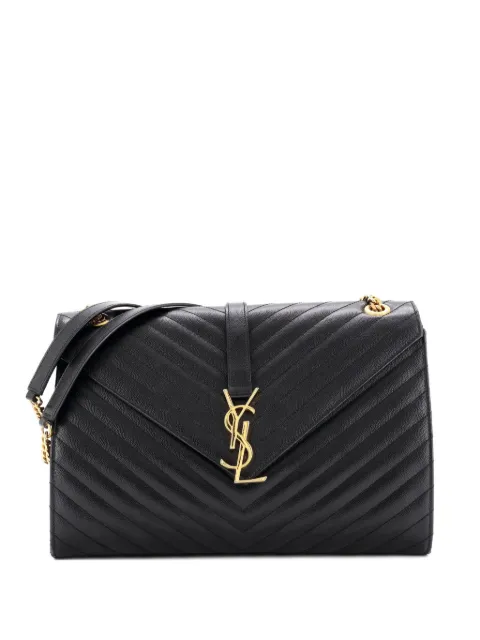 Saint Laurent Pre-Owned Classic Monogram Envelope Satchel Matelasse Chevron Leather Large shoulder bag