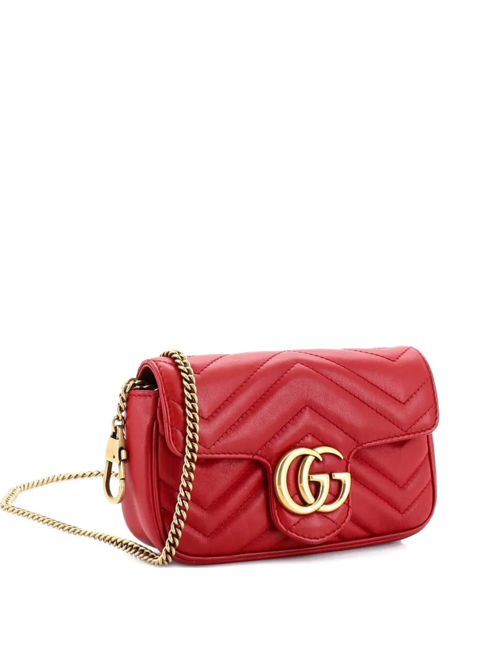 Gucci Pre-Owned GG Marmont Flap Bag Matelasse Leather Super Mini crossbody bag - Rosso