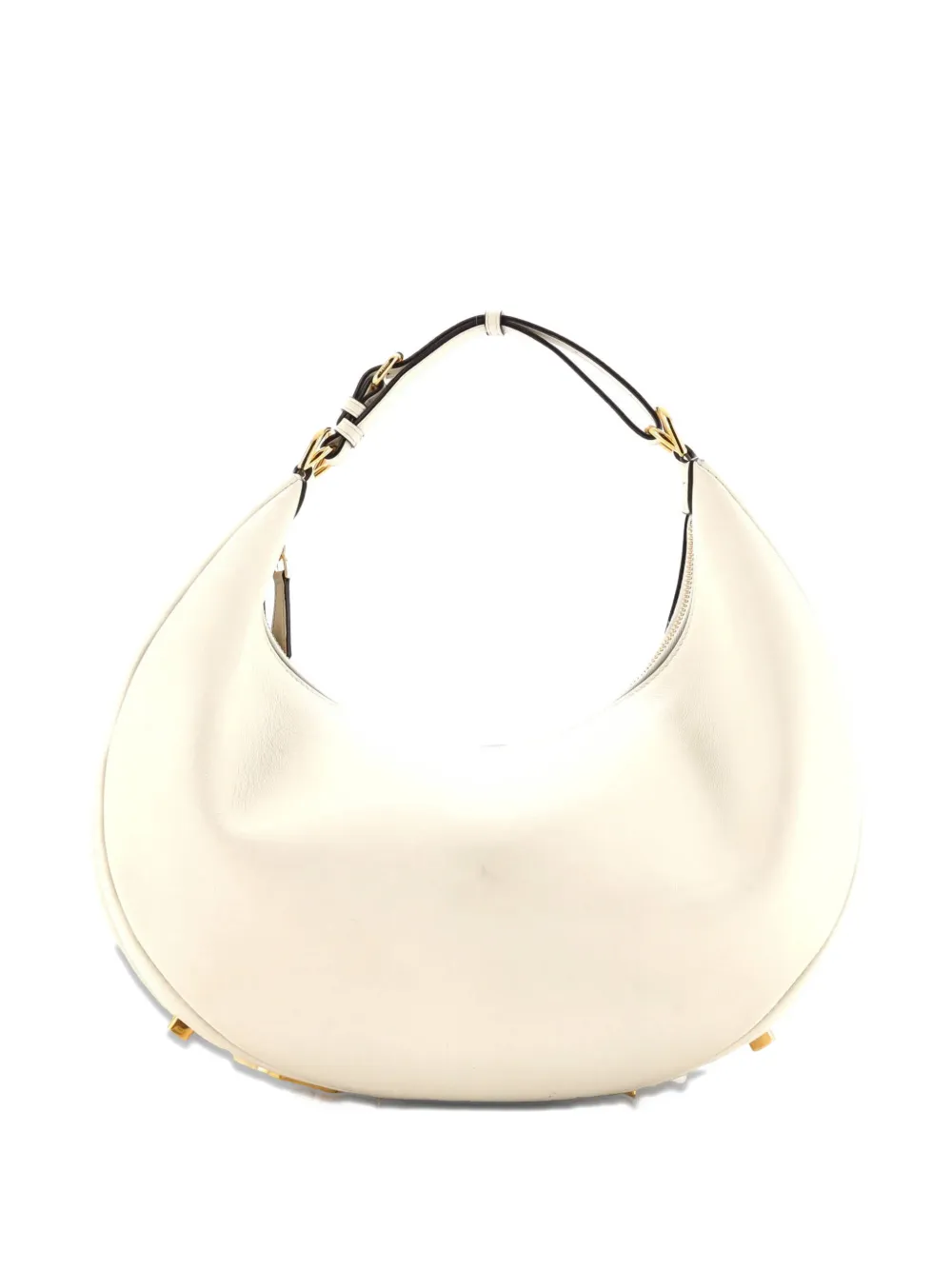 Pre-owned Fendi Graphy Bag Leather Medium Hobo Bag In Neutral