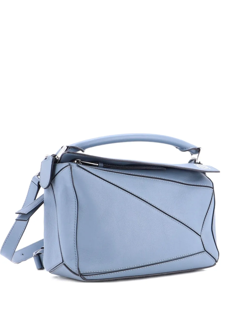 Pre-owned Loewe Puzzle Bag Leather Small Satchel In Blue