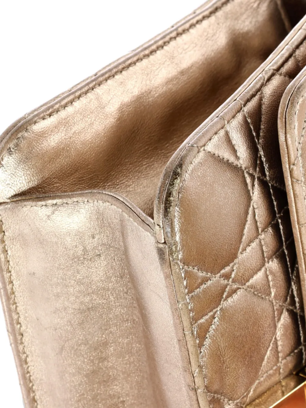 Pre-owned Dior Miss  Promenade Pouch Cannage Quilt Lambskin Large Crossbody Bag In Gold