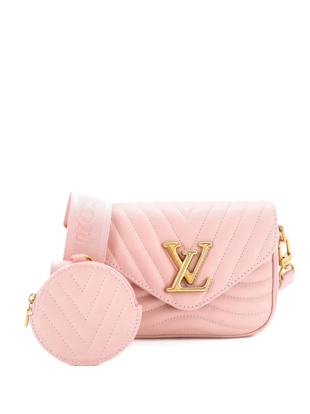 Pre-owned Louis Vuitton New Wave Multi Pochette Quilted Leather Crossbody Bag In Pink