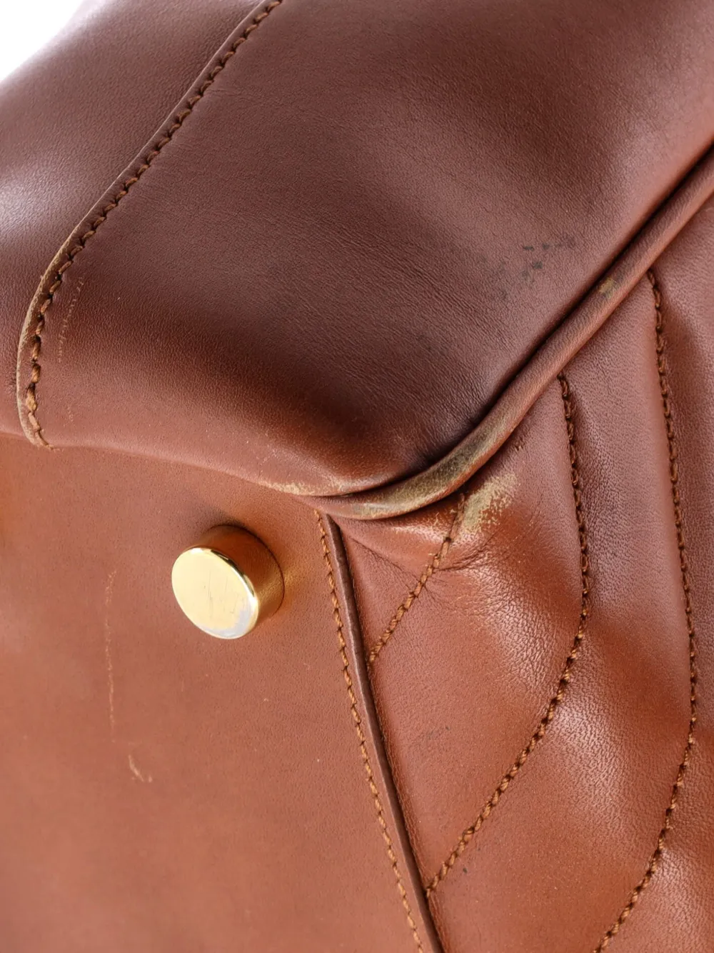 Pre-owned Saint Laurent Classic Monogram Shopper Matelasse Chevron Leather Large Tote Bag In Brown