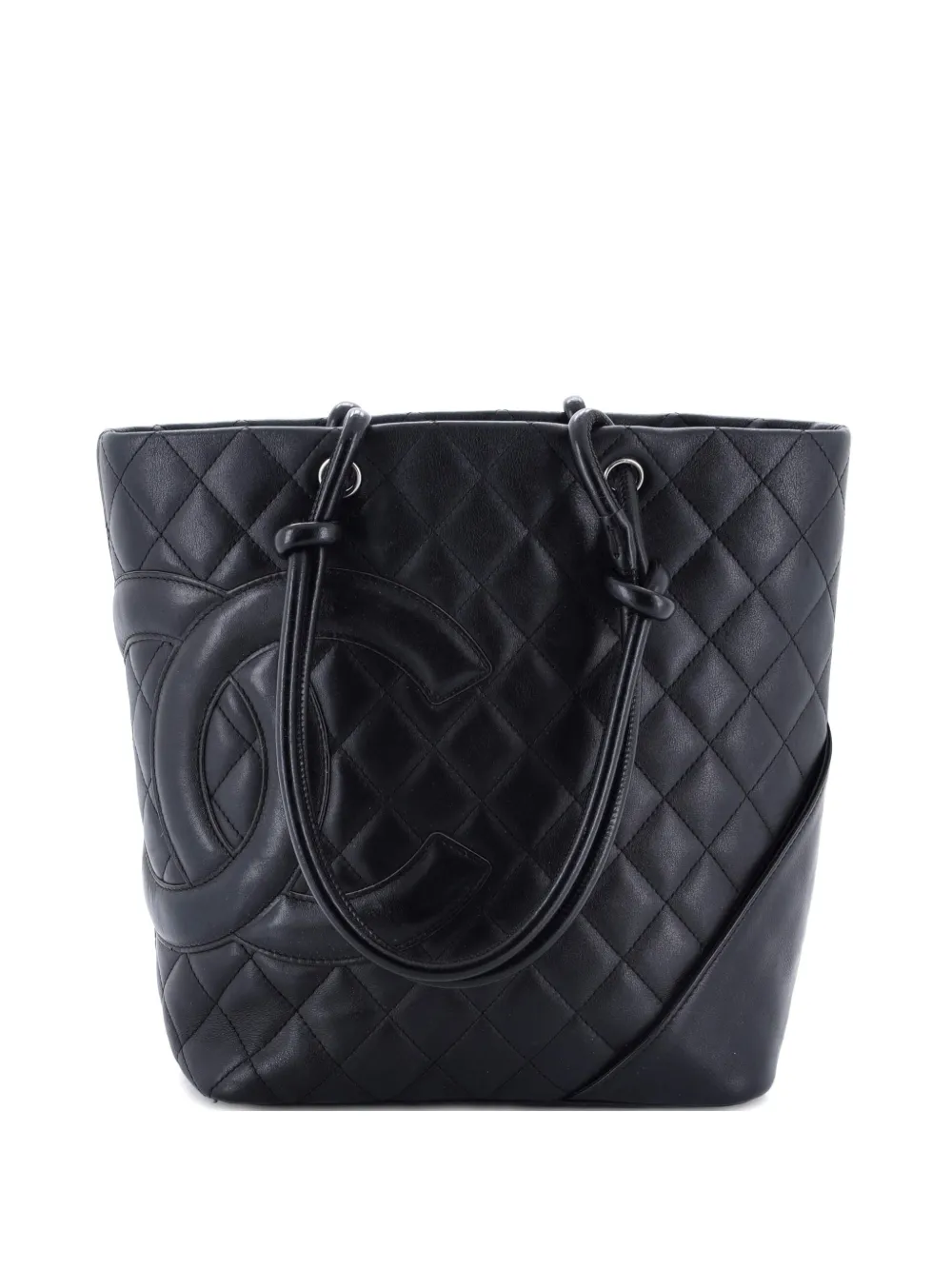 Pre-owned Chanel Cambon Quilted Leather Medium Tote Bag In Black