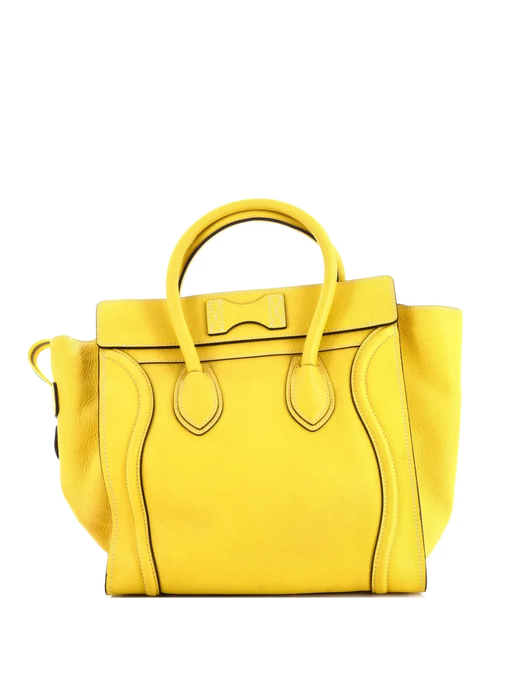 Pre-owned Celine Luggage Bag Grainy Leather Mini Tote Bag In Yellow
