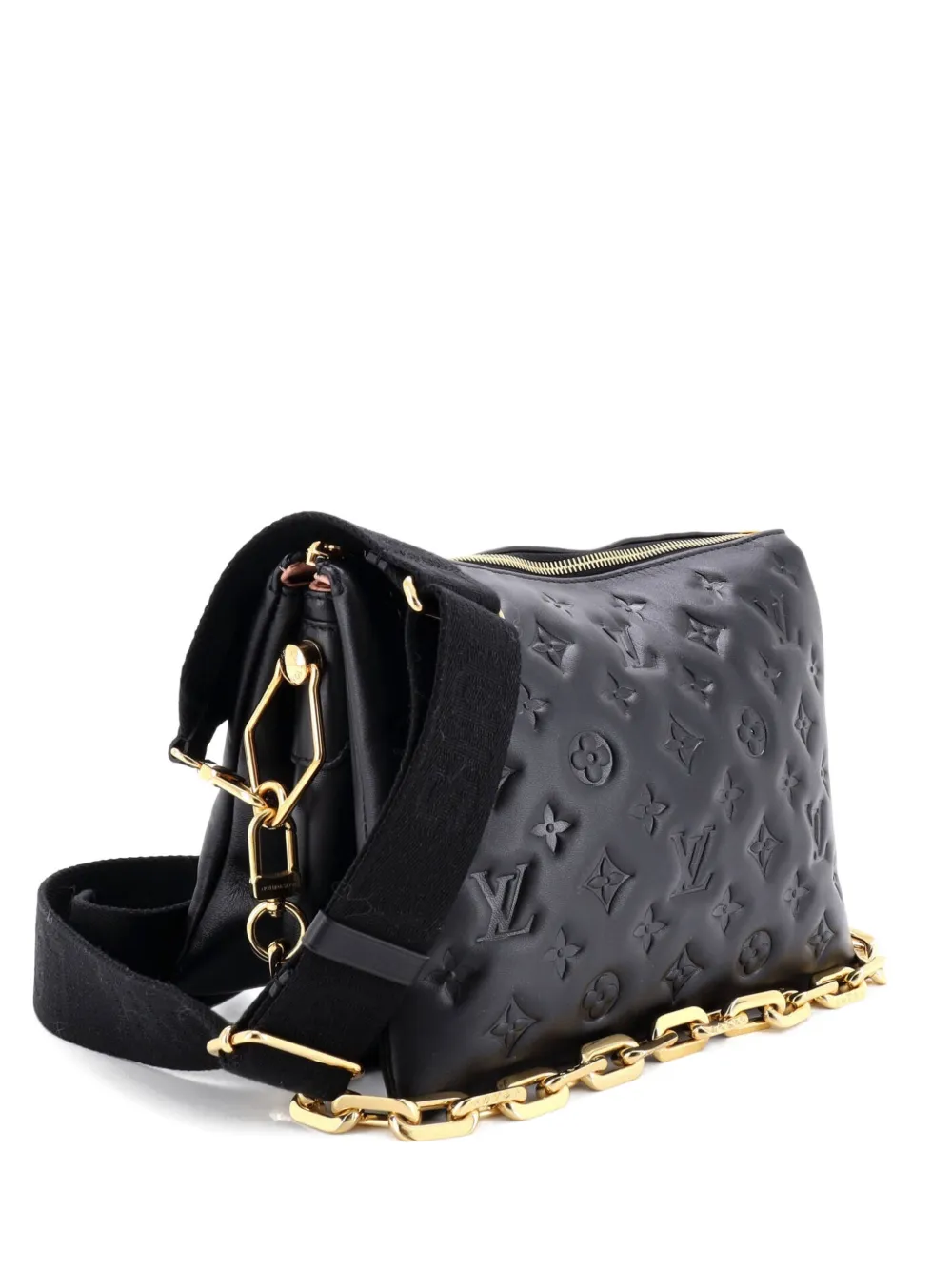 Pre-owned Louis Vuitton Coussin Bag Monogram Embossed Lambskin Pm Crossbody Bag In Black