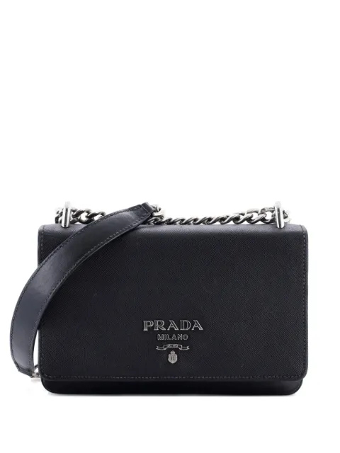 Prada Pre-Owned Chain Flap Crossbody Bag Tessuto and Saffiano Leather Medium shoulder bag