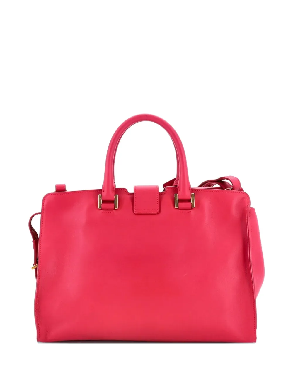 Pre-owned Saint Laurent Classic Y Cabas Leather Small Satchel In Pink