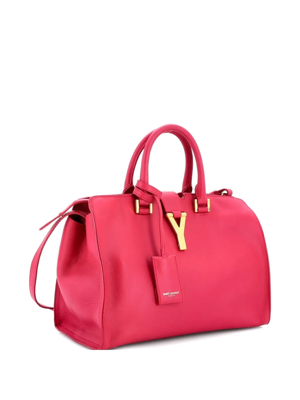 Pre-owned Saint Laurent Classic Y Cabas Leather Small Satchel In Pink