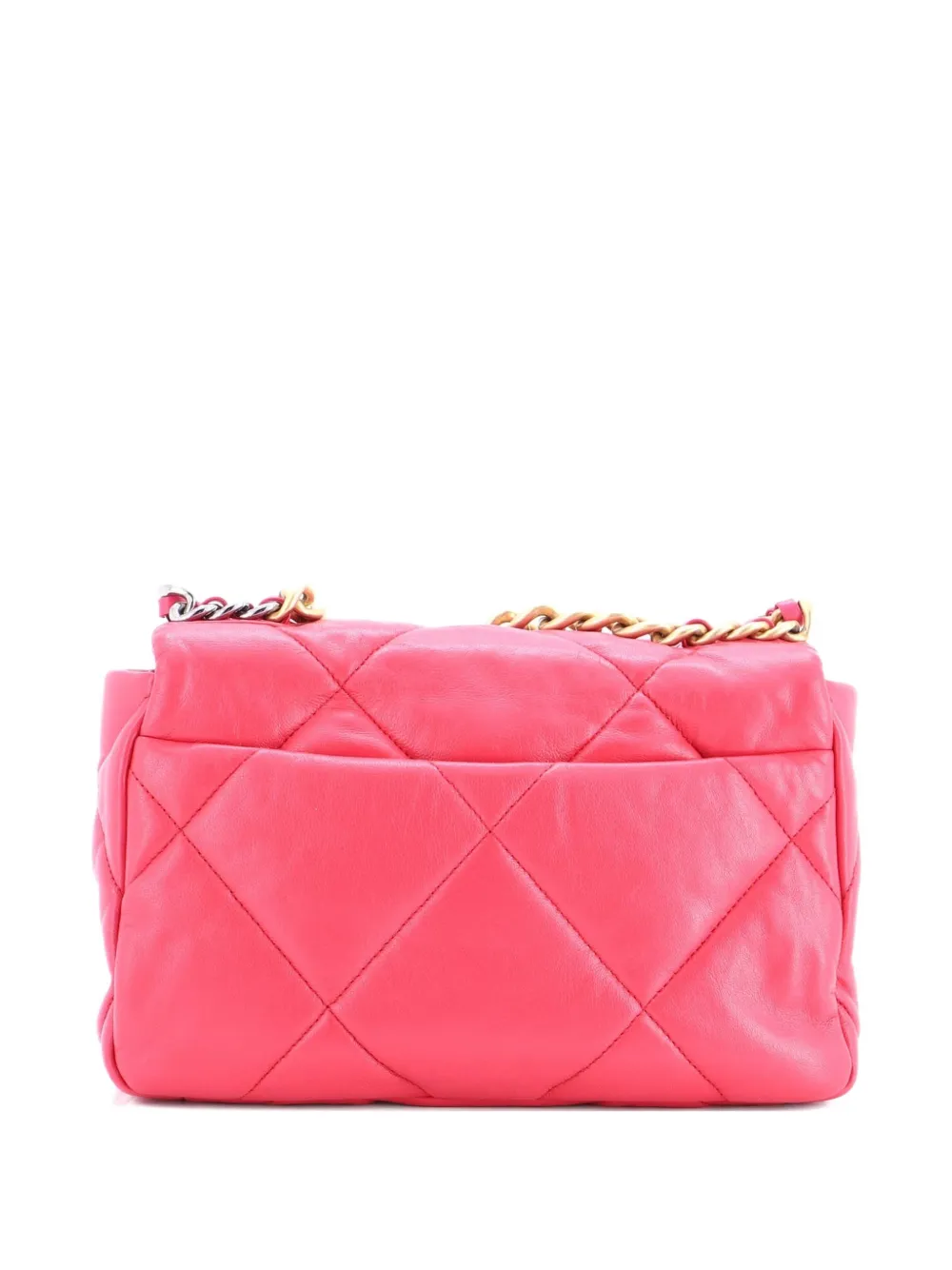 Pre-owned Chanel 19 Flap Bag Quilted Leather Medium Crossbody Bag In Pink
