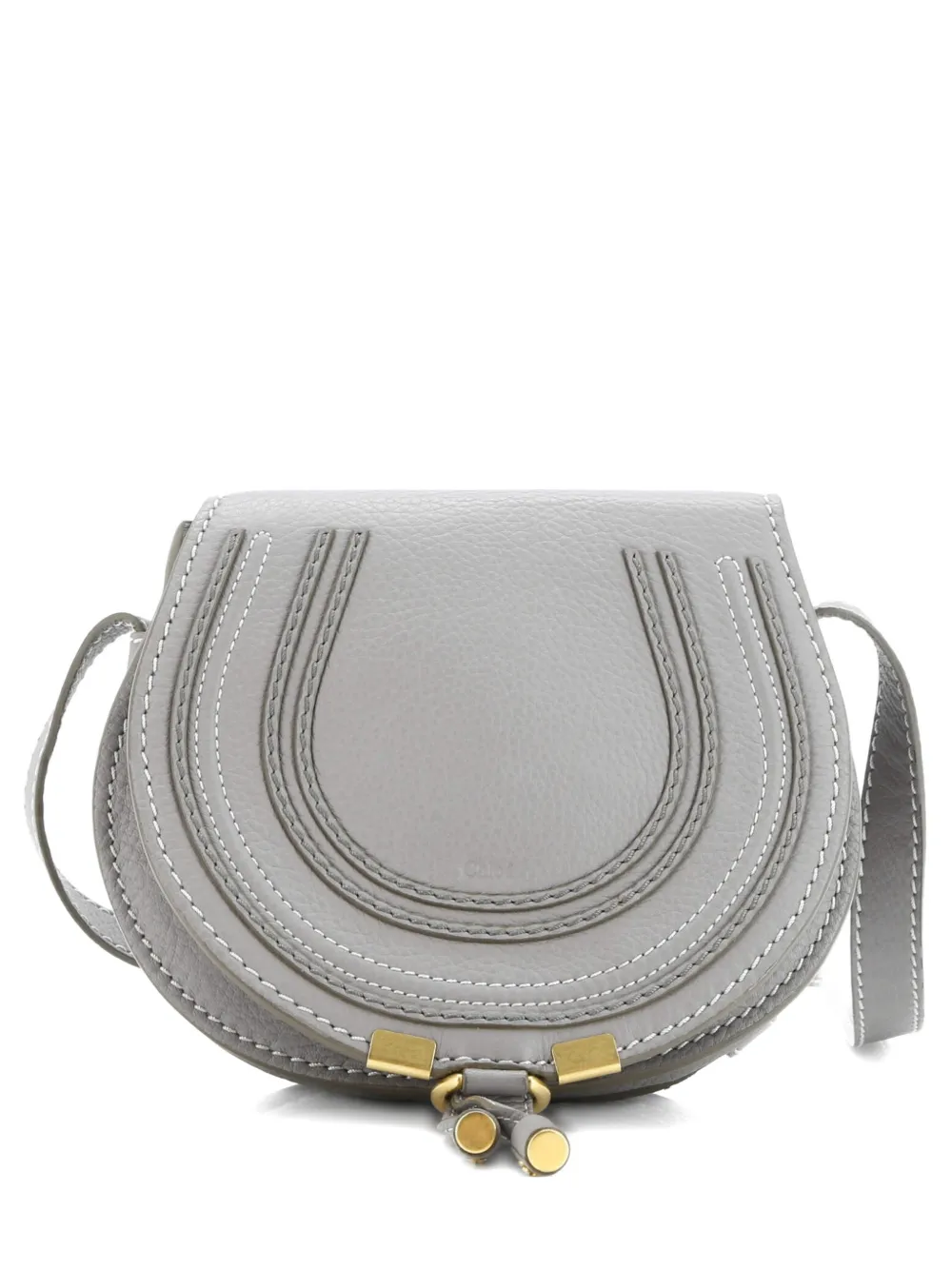 Pre-owned Chloé Marcie Leather Mini Crossbody Bag In Gray