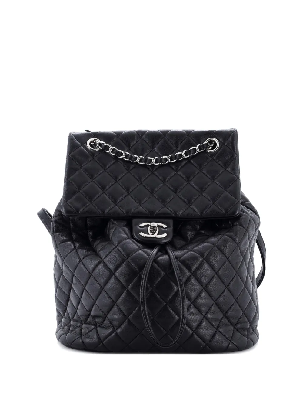 Pre-owned Chanel Urban Spirit Quilted Lambskin Large Backpack In Black